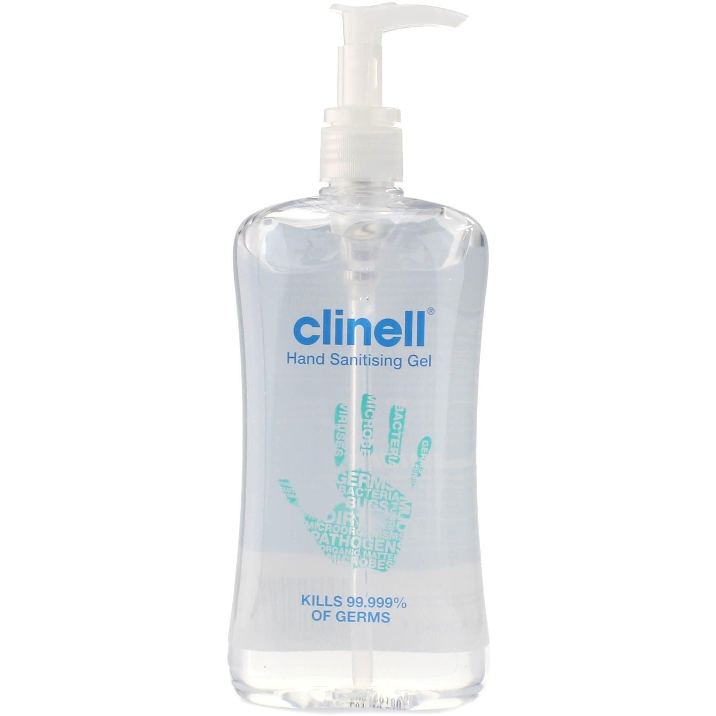 Clinell Instant Hand Sanitiser 500ml bottle with pump, clear liquid sanitizer for effective hand hygiene and germ protection.