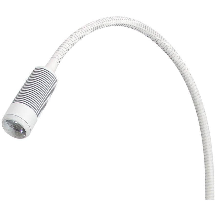 Luxamed LED examination lamp mounted on a 5-foot white powder-coated stand, featuring adjustable arm and bright LED light.