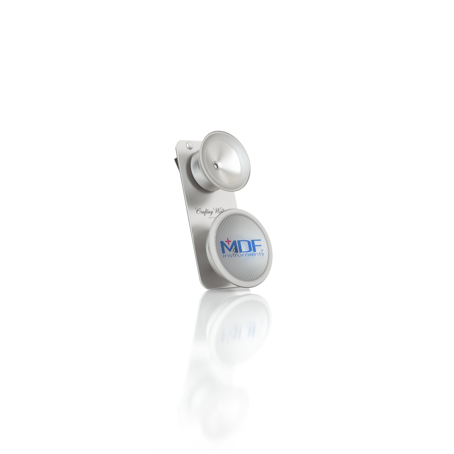 Rose gold pediatric and neonatal attachments with clip for ProCardial® titanium stethoscope by MDF Instruments.