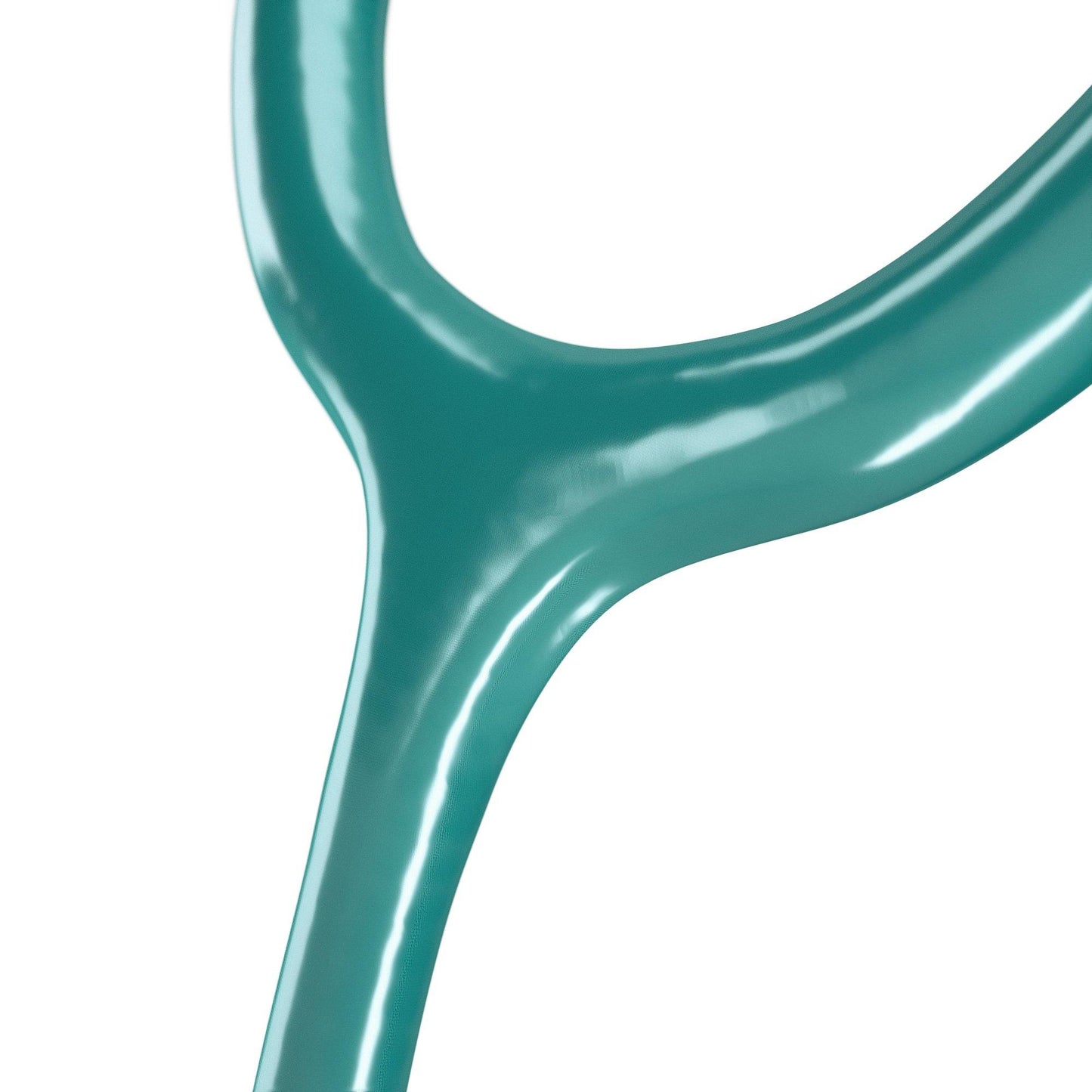 Green MDF Instruments Acoustica® stethoscope with aqua-green tubing, featuring dual-headed chest piece for medical auscultation.