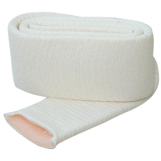 Podopro tubular padding in medium tan color, 7cm x 90cm, shown laid out flat for foot or toe padding.