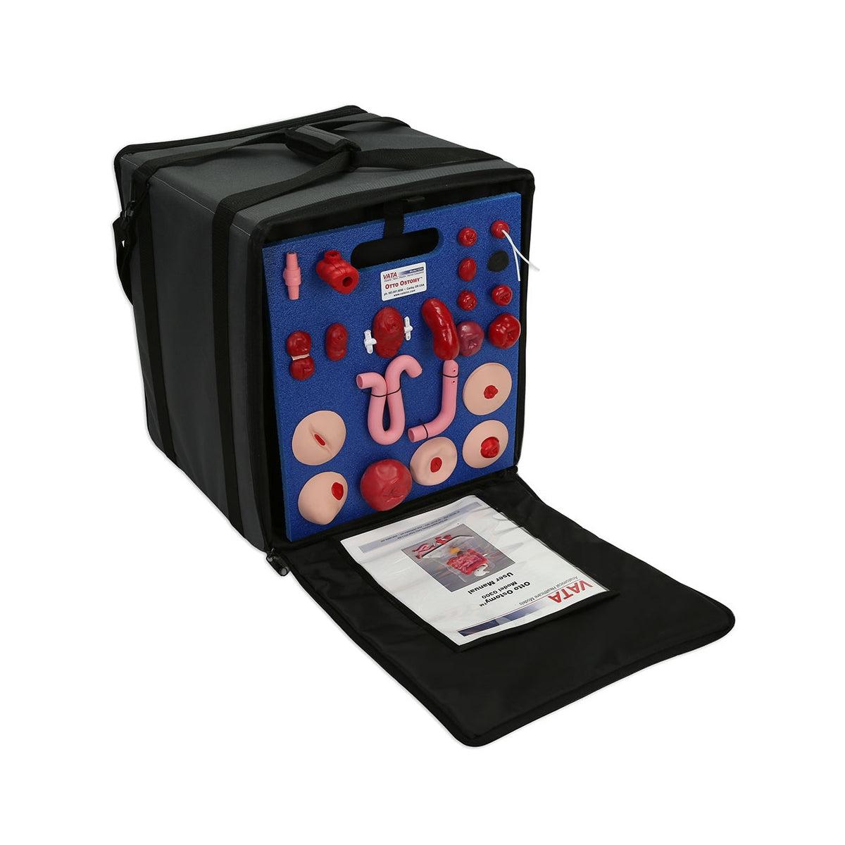 3B Scientific Otto Ostomy™ Advanced Model showing detailed medical ostomy appliance with realistic features and attachments.