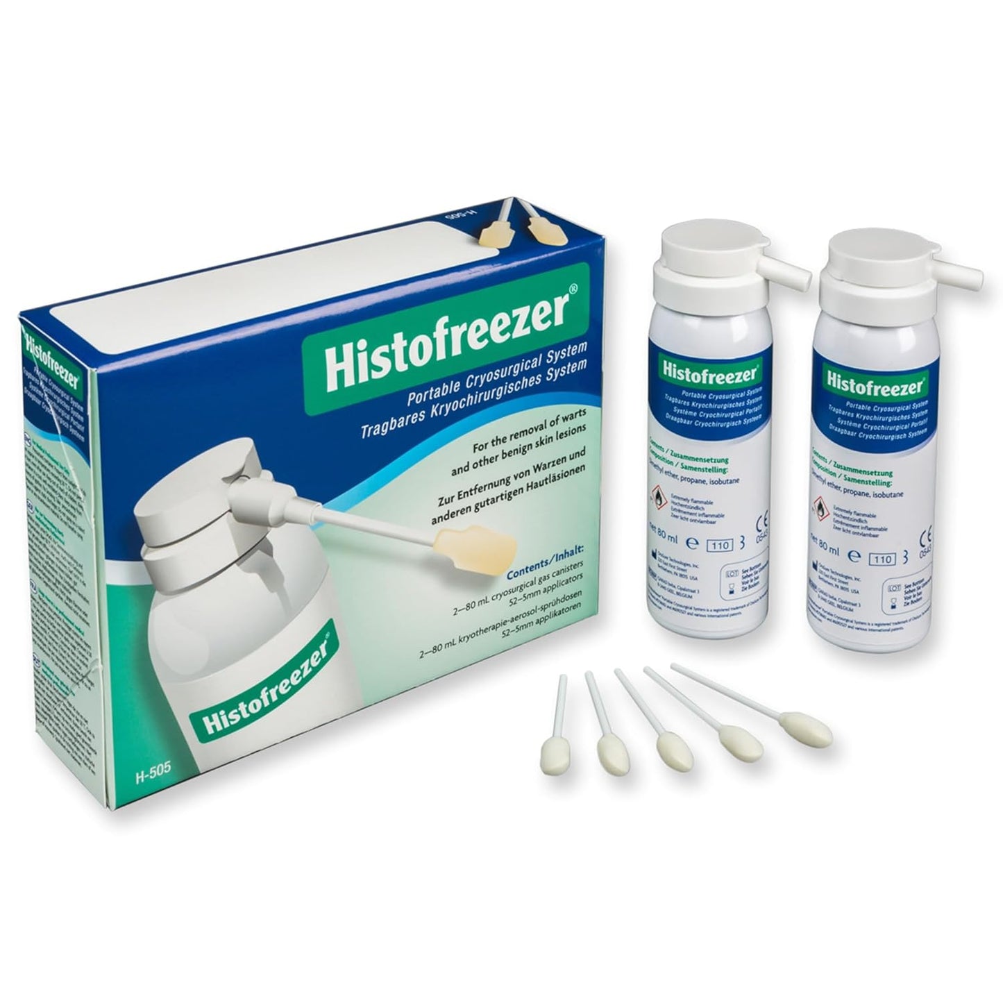 Histofreezer Portable Cryosurgical System - 5mm x 52 Standard Applicators - 2 x 80ml Bottles
