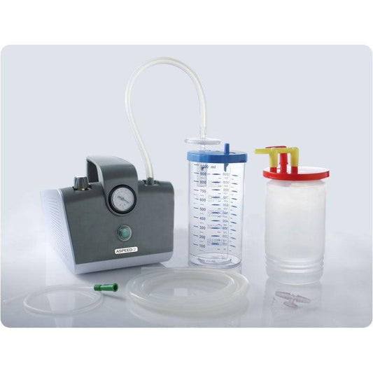 Carey Medical 3A ASPEED 2 Suction Unit with double pump, 1000cc jar, and liner, featuring dual suction ports and control panel.