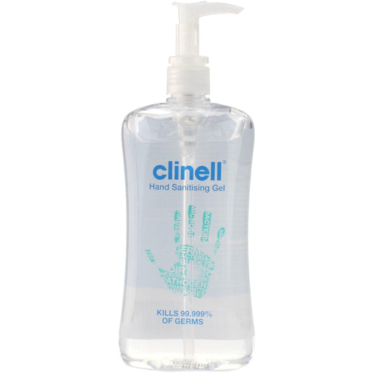 Clinell Instant Hand Sanitiser 500ml bottle with pump, clear liquid sanitizer for effective hand hygiene and germ protection.