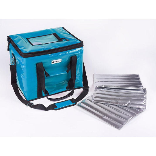 CorrMed 30-litre thermal carry bag with insulated design, ideal for transporting food and drinks securely and keeping contents cool or warm.