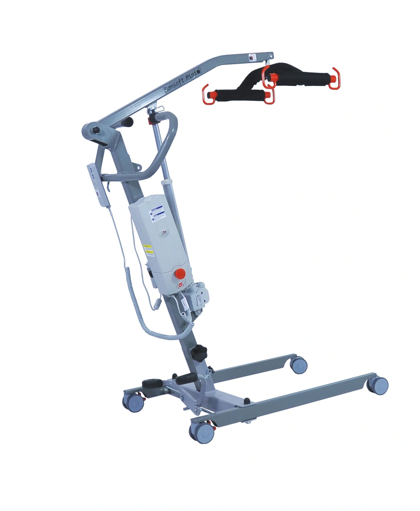 Drive Samsoft 150 Compact Electric Folding Hoist by Drive Medical, showing the lightweight, portable patient lifting device in use.