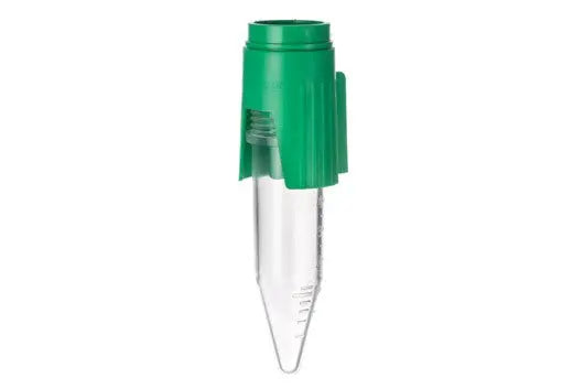 Sterile GBO EasyStrainer Cell Strainer, 100 µm small diameter, single-use, with a clear plastic funnel and filtration mesh.