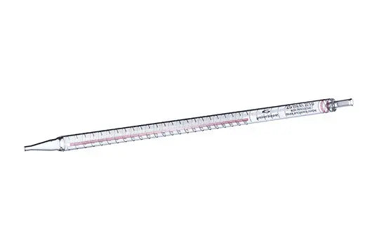 Set of 50 sterile 50 ml graduated pipettes with 1/10 ml increments by GBO, individually wrapped for laboratory use.