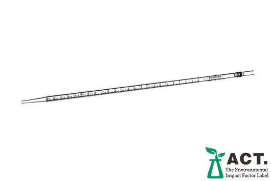 GBO sterile 5 ml graduated pipette with 1/10 ml markings, bulk pack of 25, used for precise liquid measurement in labs