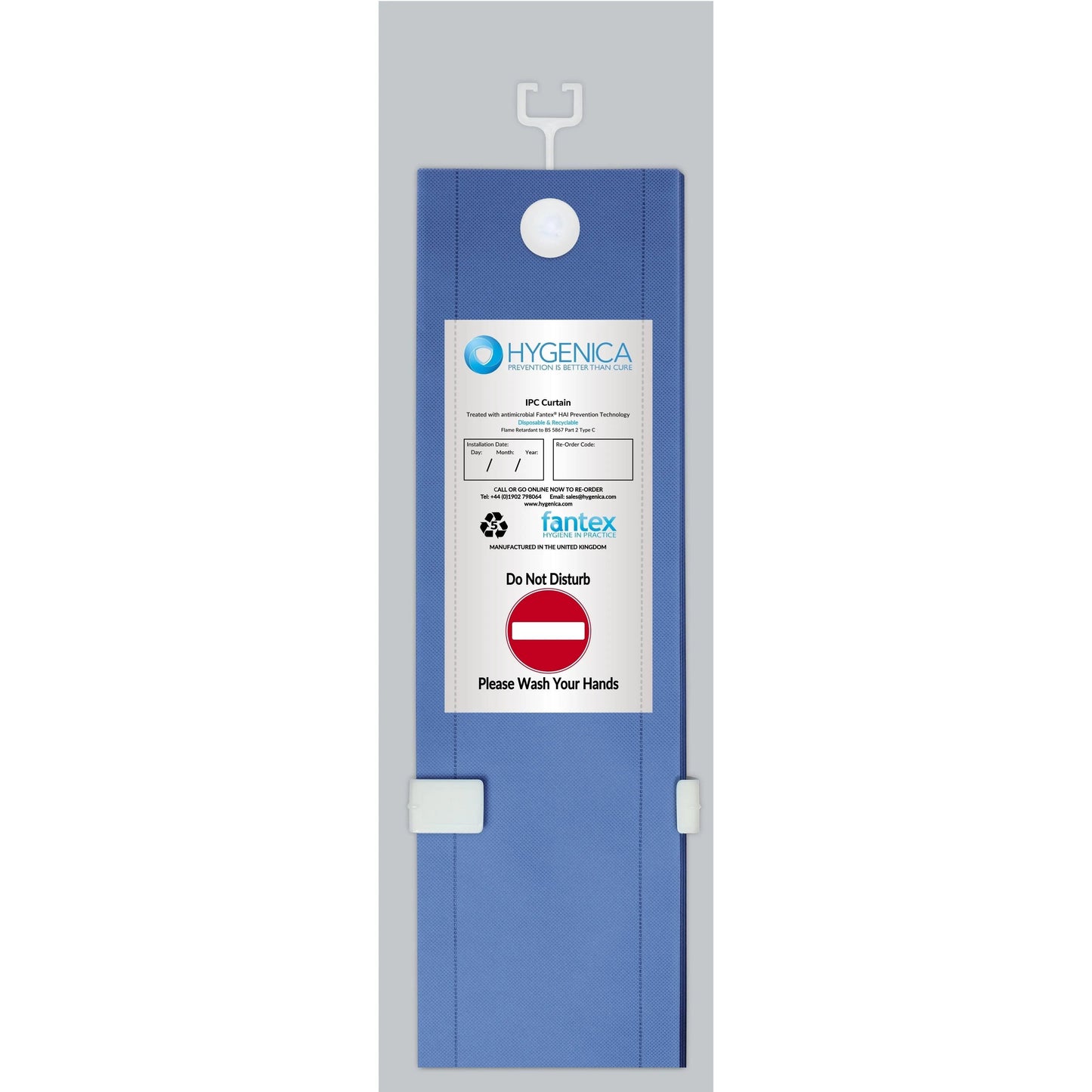 Fantex Disposable Antimicrobial Hospital Curtain - C-Fit - 2.4m x 2m