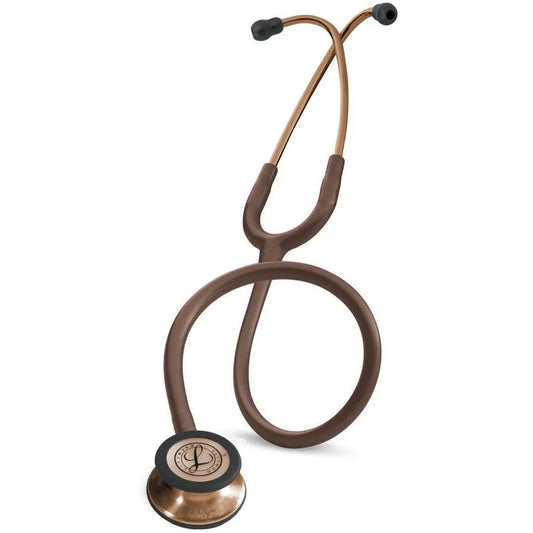 Littmann Classic III monitoring stethoscope with chocolate and copper tubing, showing chest piece and flexible tubing.
