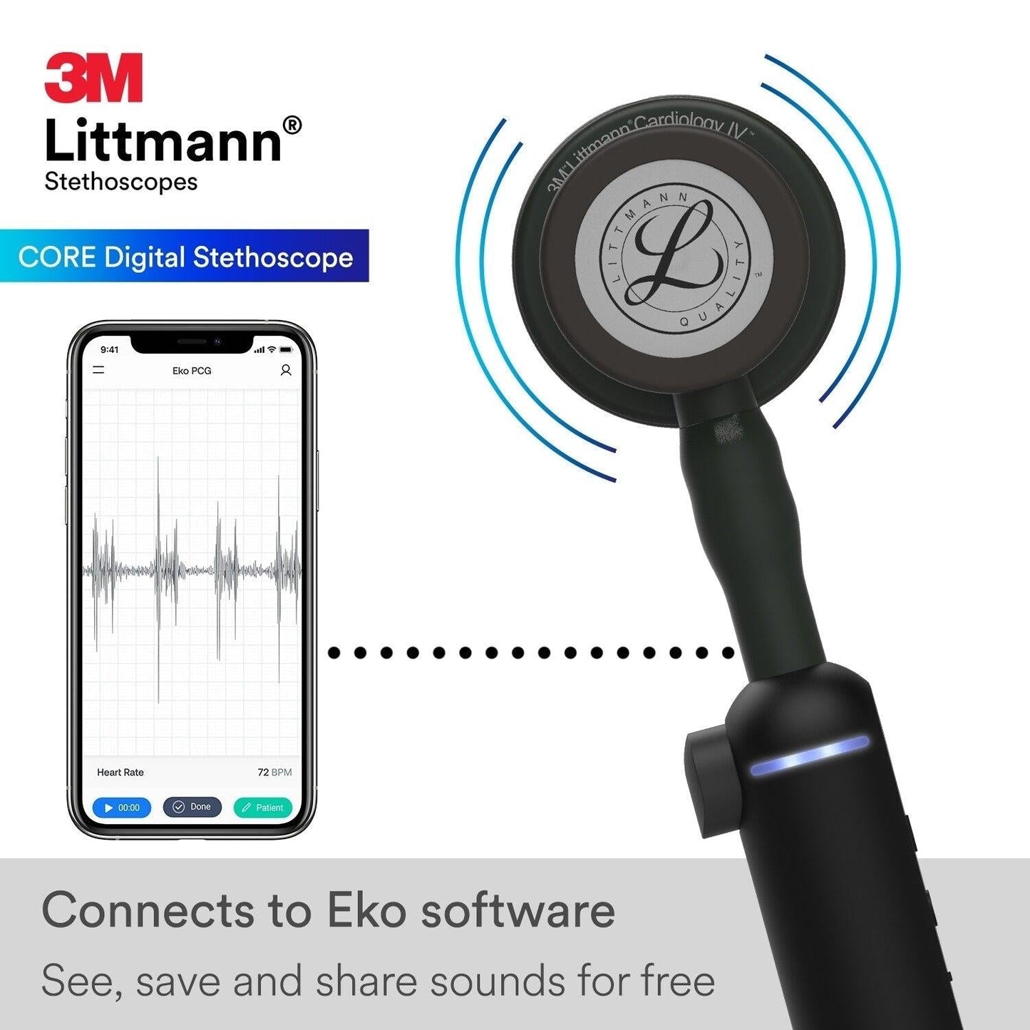 Littmann CORE Digital Stethoscope 8863 with high polish copper chest piece and flexible tubing, designed for precise auscultation.