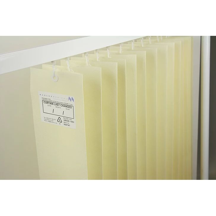 Marlux™ 1.8M x 1.95M universal anti-bac curtains hanging in a doorway, designed for hygiene and privacy in commercial spaces