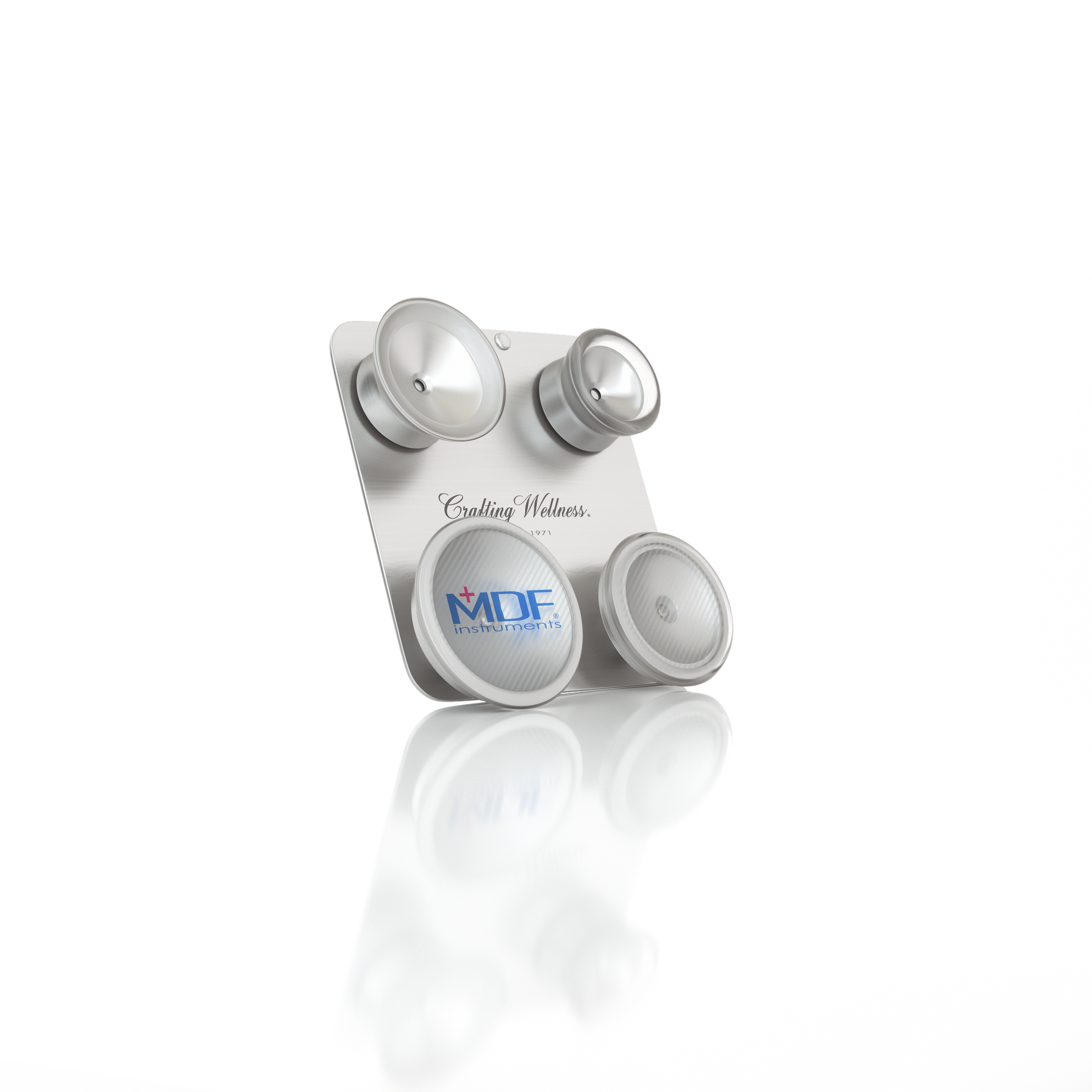 MDF Instruments pediatric and neonatal attachments with clip for ProCardial® Titanium stethoscope, shown attached to the stethoscope head.