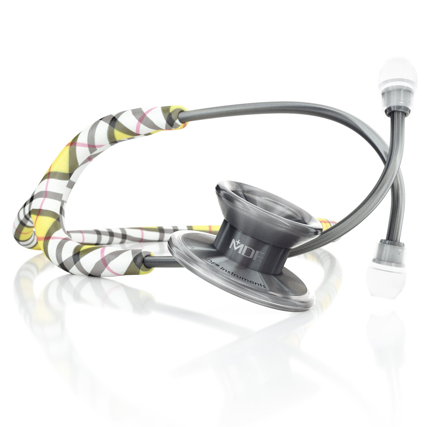 MD One® Epoch® Titanium adult stethoscope with Islay and Metalika finishes, featuring dual-head chestpiece and flexible tubing.
