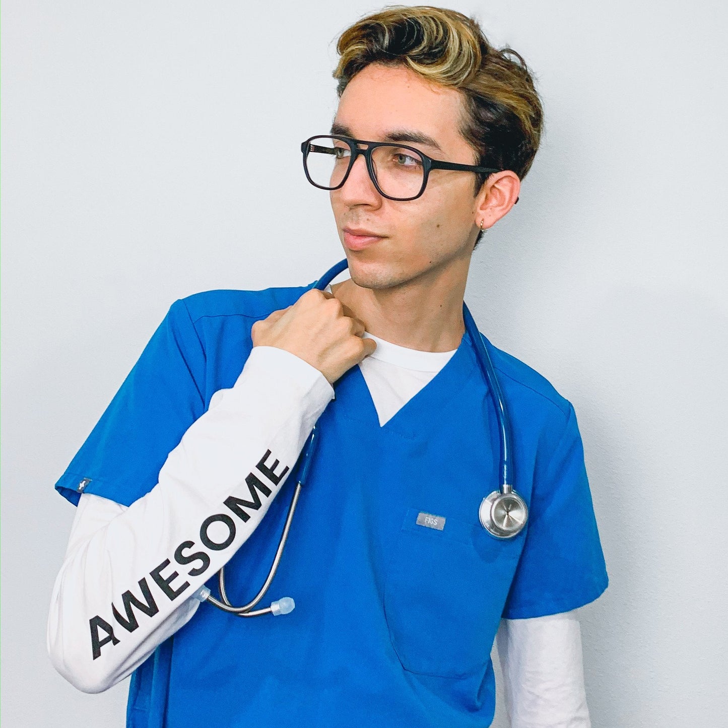 MD One® Epoch® Titanium adult stethoscope in royal blue, featuring flexible tubing and dual-head chest piece for medical professionals.