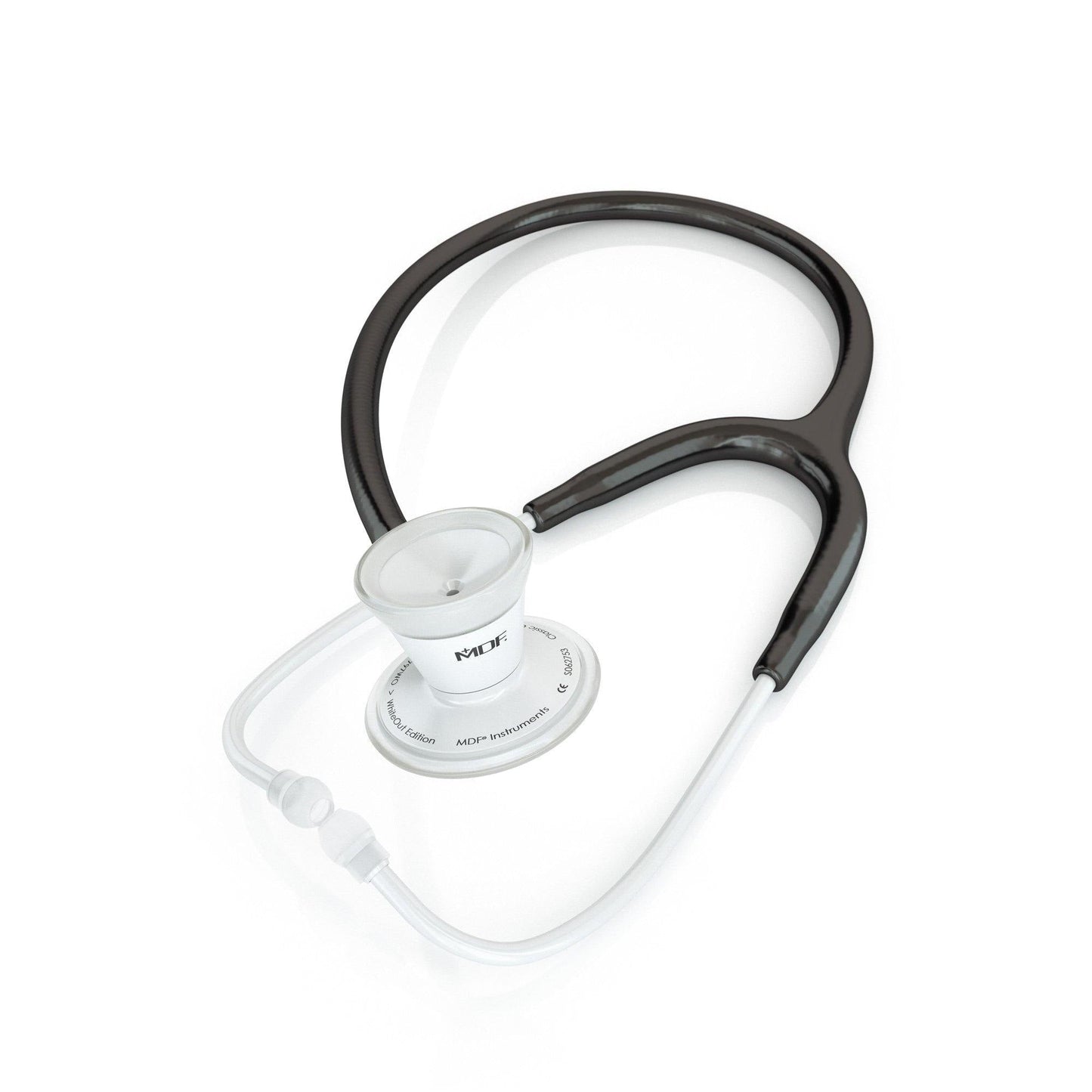 MDF Instruments ProCardial adult cardiology stethoscope with black and whiteout tubing and chest piece for medical exams
