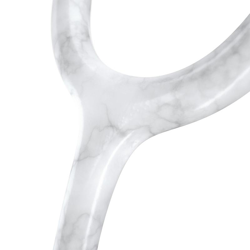 ProCardial Titanium adult cardiology stethoscope with Carrera marble and rose gold tubing, shown with case, by MDF Instruments.
