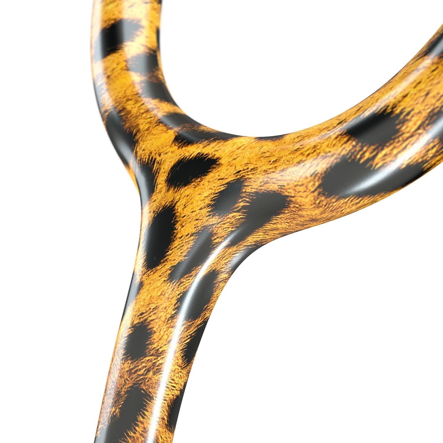 ProCardial Titanium adult cardiology stethoscope by MDF Instruments with cheetah and blackout tubing, designed for medical auscultation.