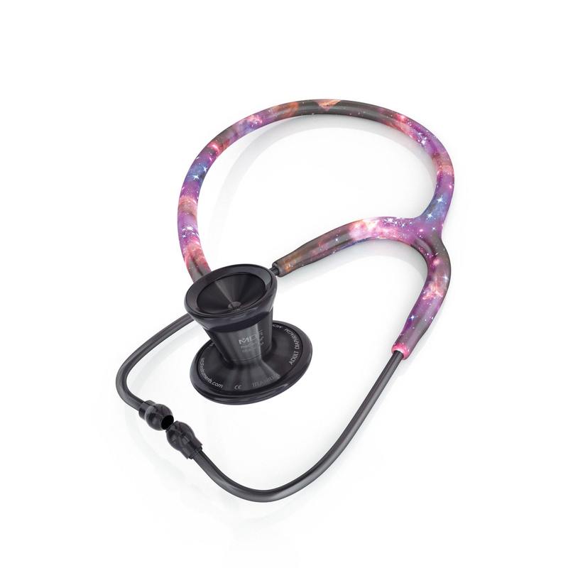 ProCardial Titanium adult cardiology stethoscope by MDF Instruments with Galaxy/BlackOut tubing and carrying case.