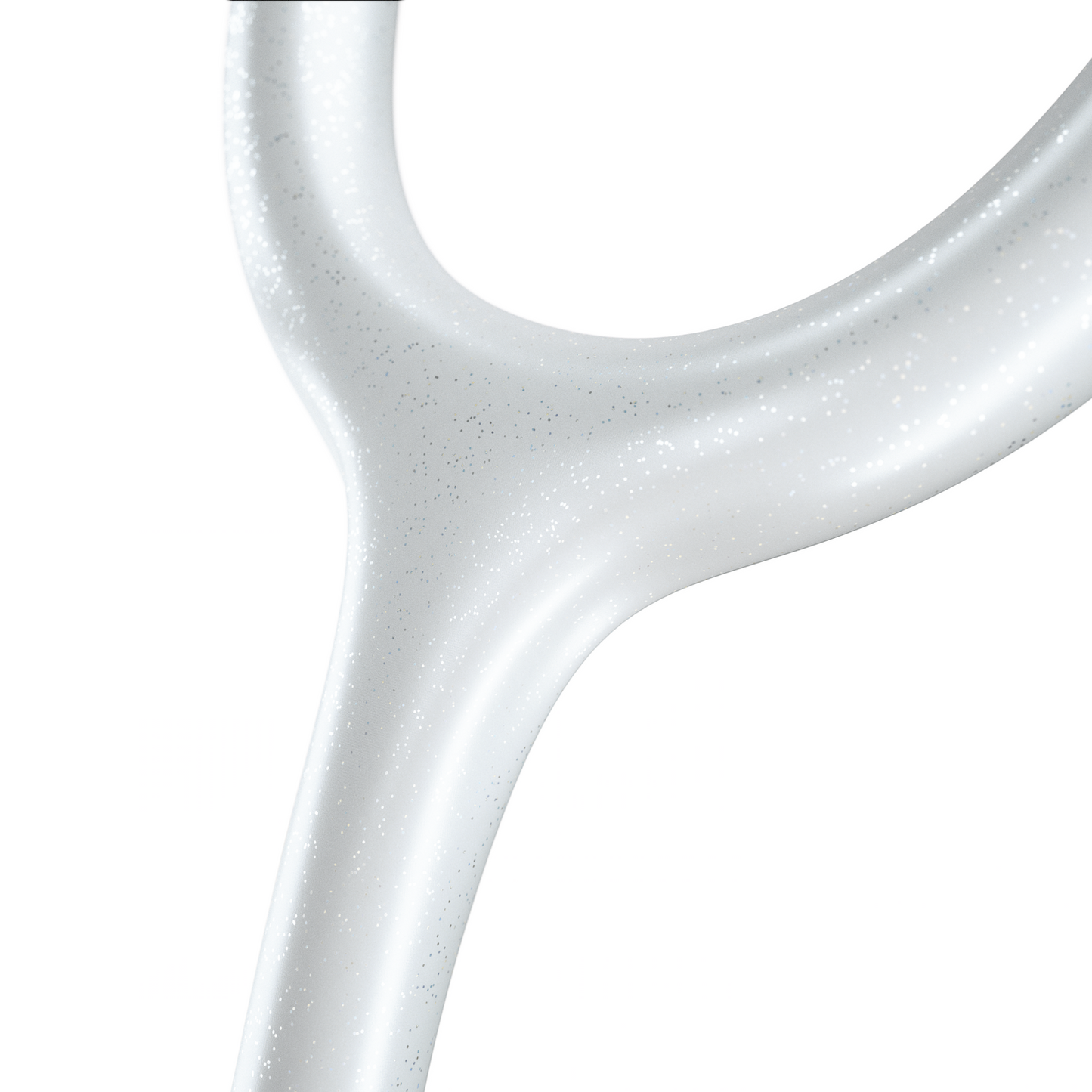 MDF Instruments ProCardial® Titanium adult cardiology stethoscope with white glitter and rose gold accents, shown with carrying case.
