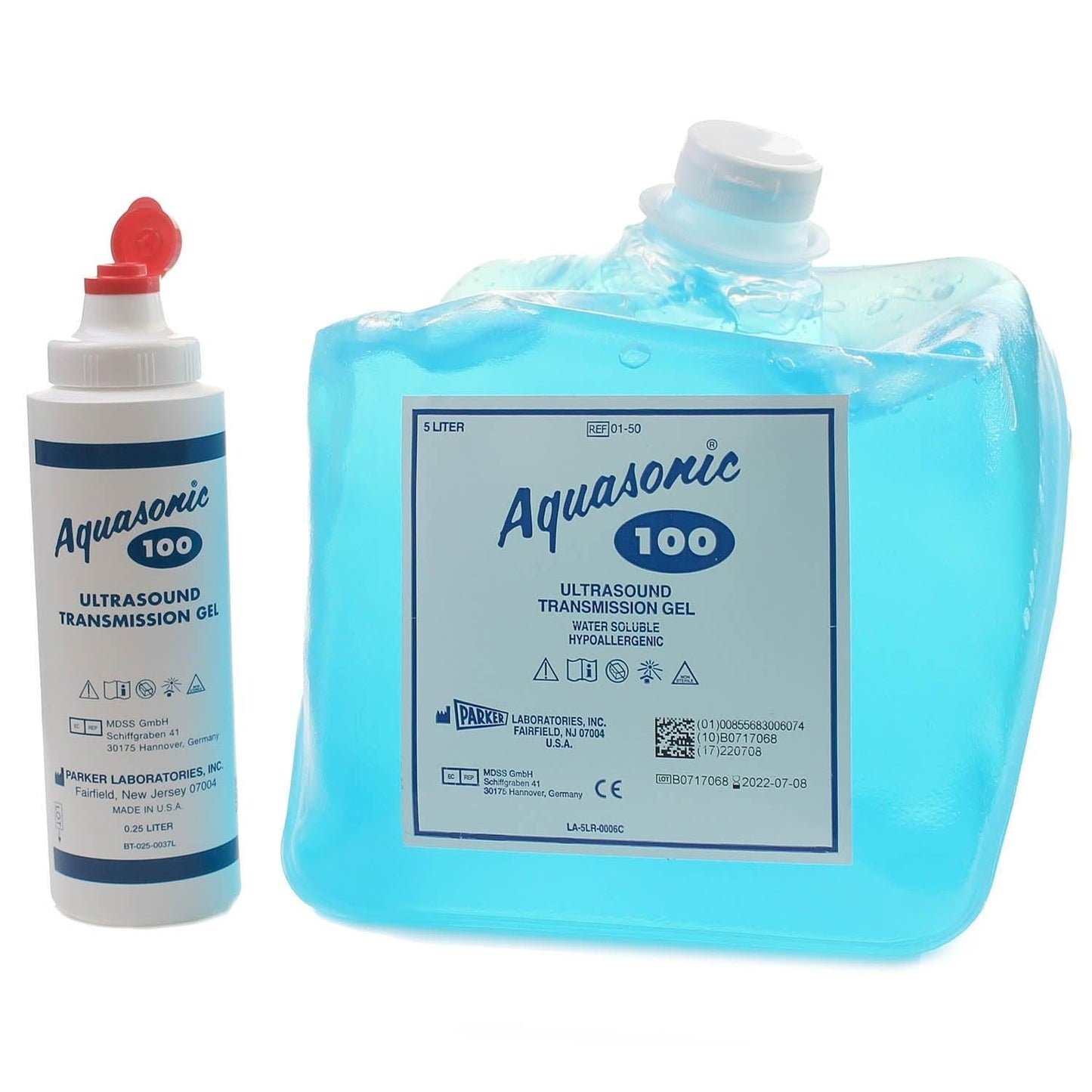 Aquasonic Ultrasound Transmission Gel 5L with dispenser from Parker Laboratories, clear gel in a large container for ultrasound procedures.