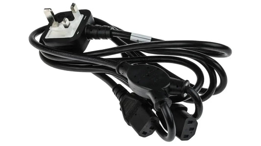 Schuco 3M IEC mains cable with 13A UK plug, flexible black power cord for electronic devices and appliances.