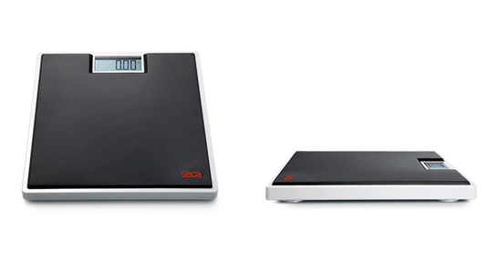 Black Seca 803 Clara digital personal scale with sleek design, non-medical use, featuring a clear display and modern look.