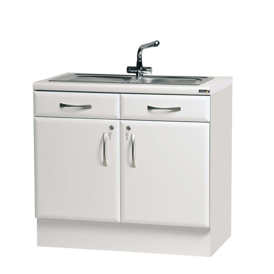 White high gloss 100cm Sunflower sink cabinet excluding sink, showcasing sleek modern storage with smooth finish and clean lines.