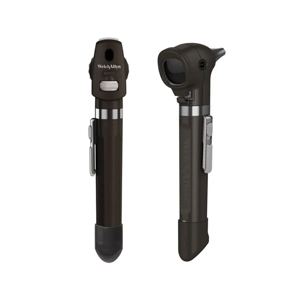 Welch Allyn Pocket LED Diagnostic Set in Blackberry color, includes otoscope and ophthalmoscope with LED illumination.