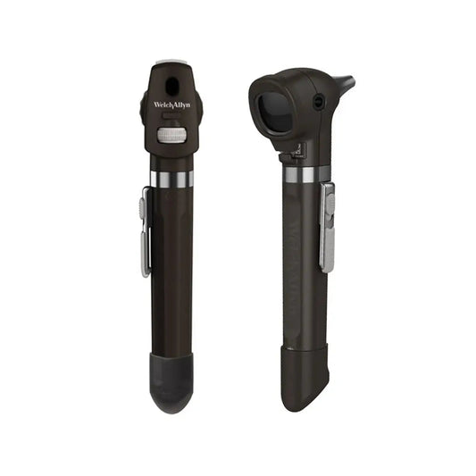 Welch Allyn Pocket LED Diagnostic Set in Blackberry color, includes otoscope and ophthalmoscope with LED illumination.