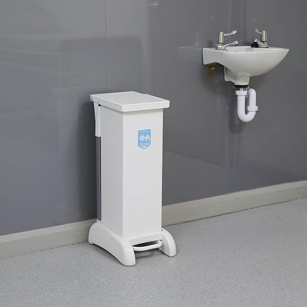 Orange-lid and base 28-litre hybrid sackholder by Wybone, featuring a sturdy design for waste collection and disposal.