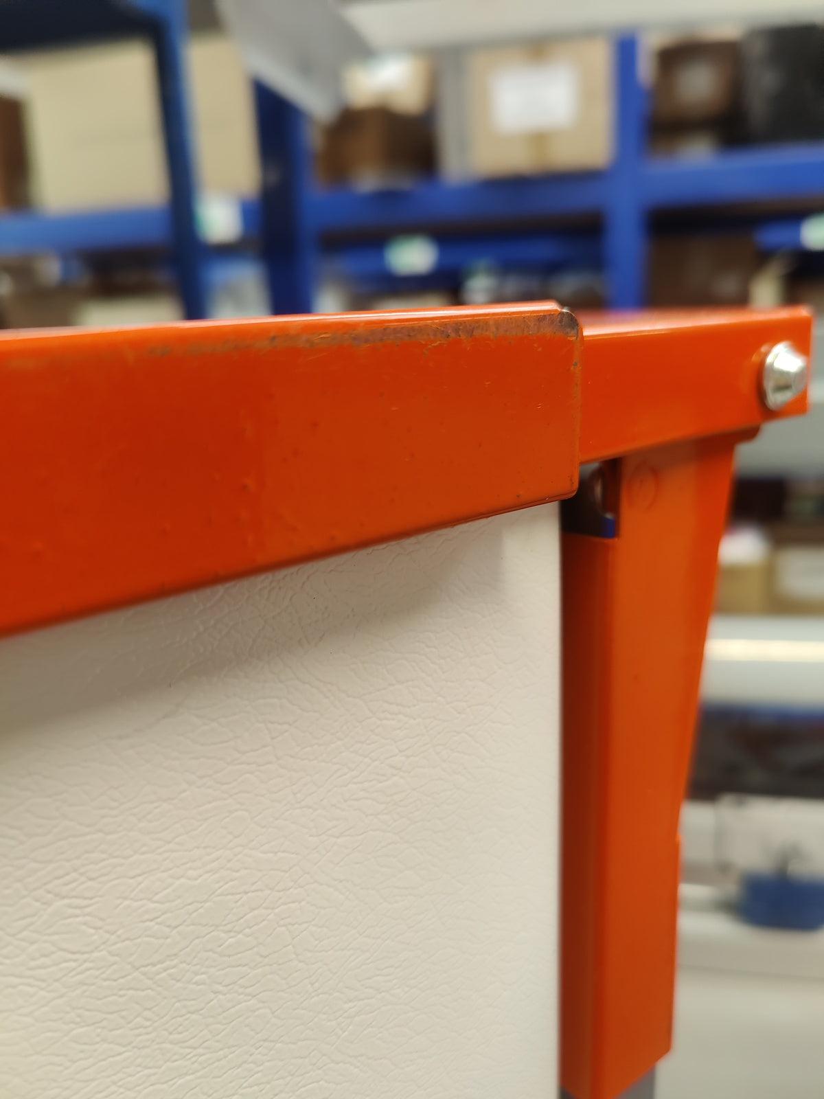 Orange-lid 28-litre hybrid sackholder by Wybone with sturdy base for waste collection and easy bag changes.